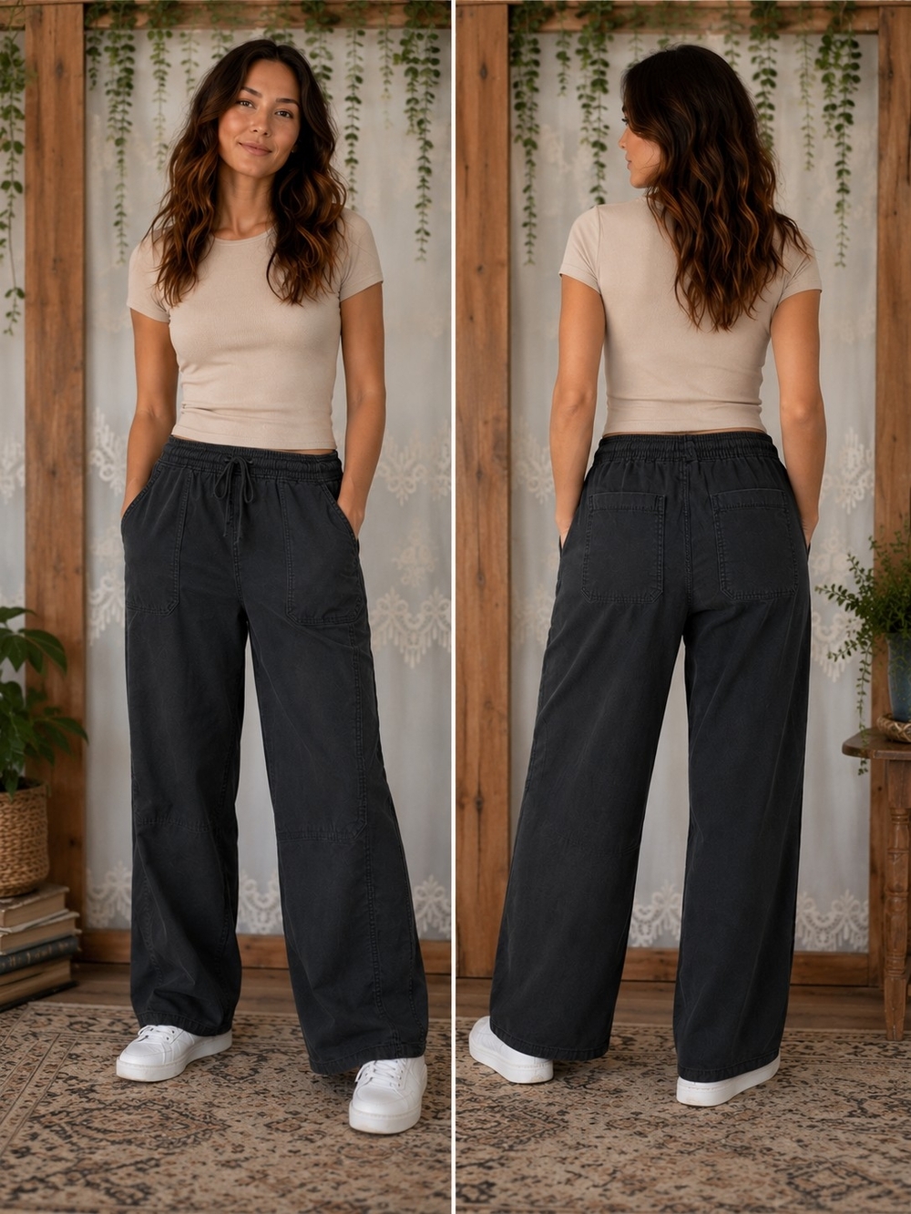 Hollister California Ultra High-Rise Baggy Pants Black Large